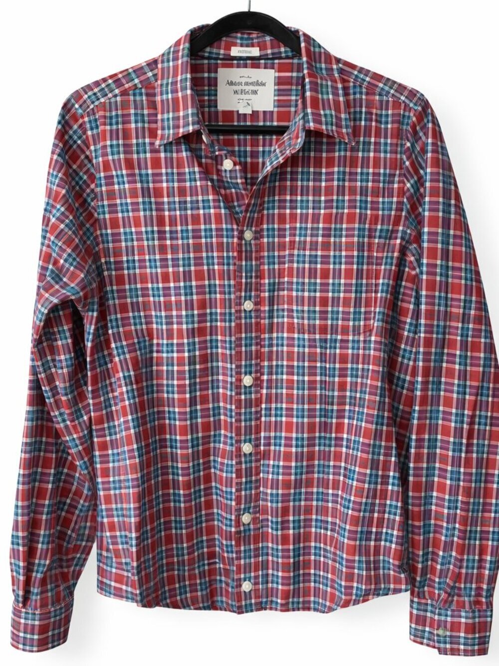 Vintage Abercrombie & Fitch Muscle Plaid Button Down Shirt XL Y2K Red Blue